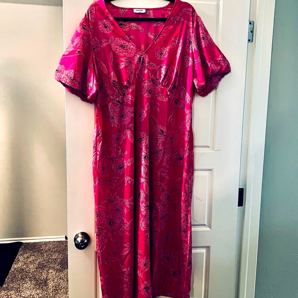 Hot pink floral dress